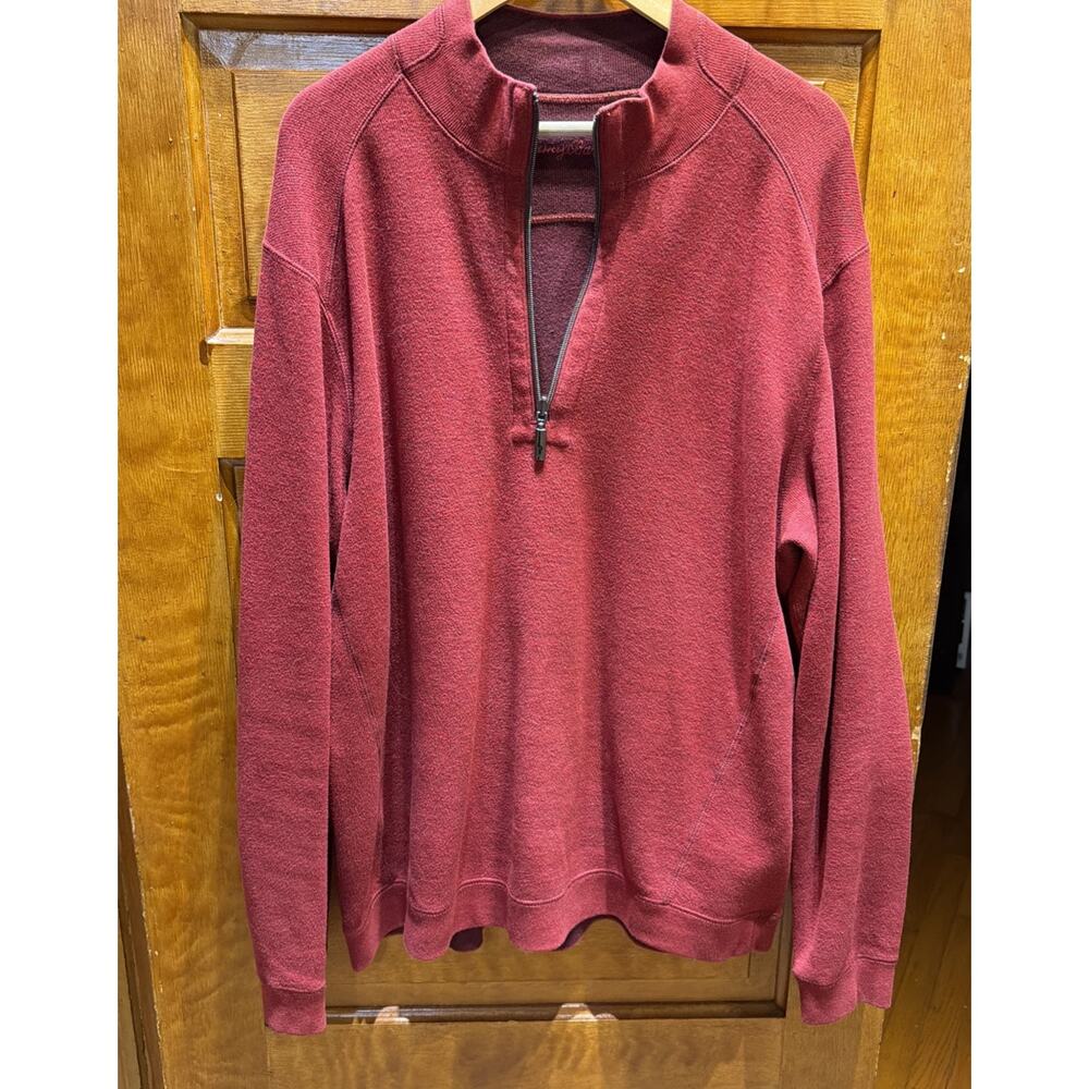 Vintage Tommy Bahama Jacket Mens 2XL Quarter Zip Red Maroon Burgundy XXL Nice